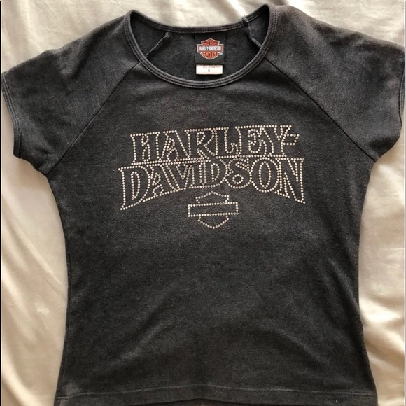 Harley-Davidson Tops - vintage Harley-Davidson rhinestone baby tee shirt Harley-Davidson Tops - vintage Harley-Davidson rhinestone baby tee shirt
